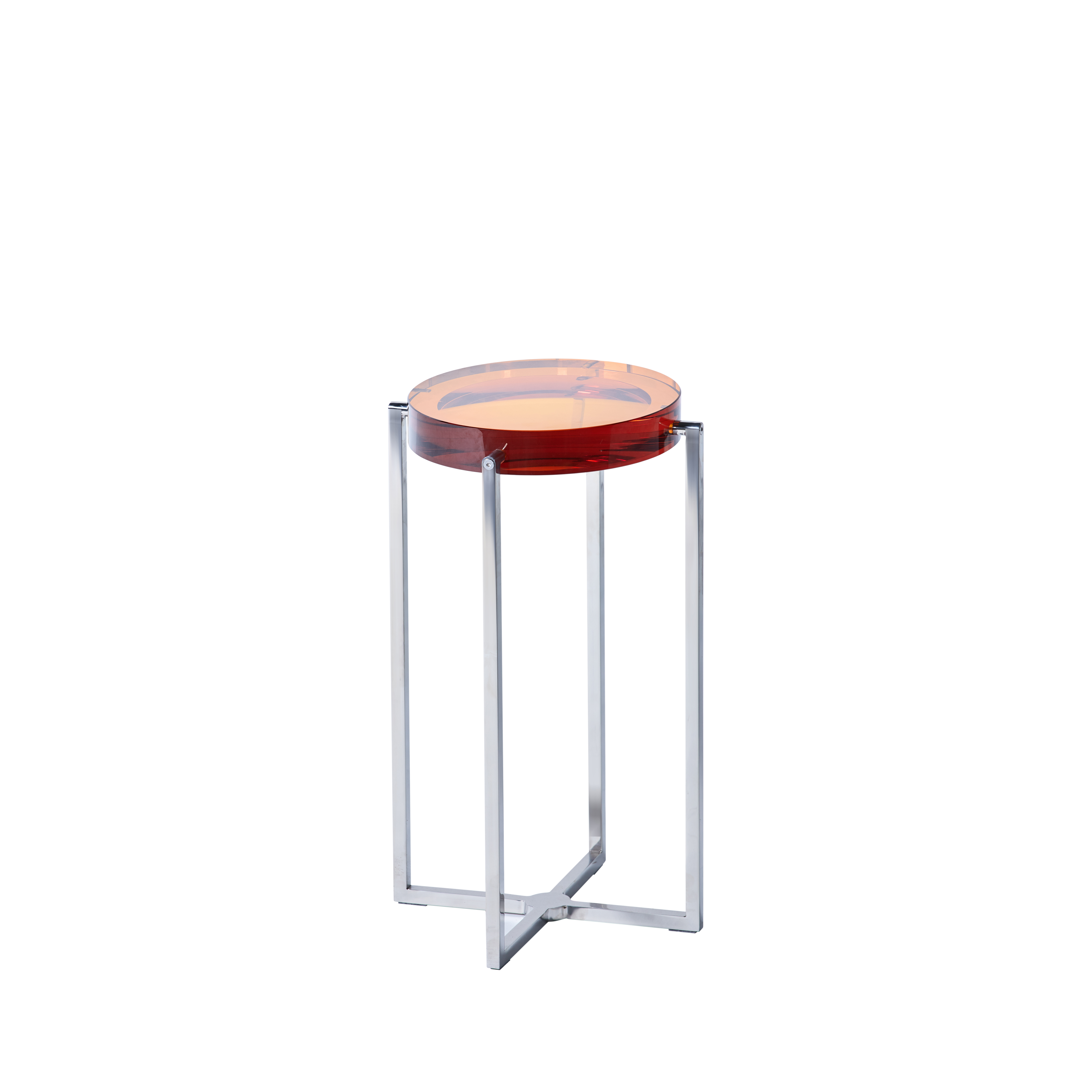 RJT-9718 Modern Home Stainless Steel  Brown Glass Side table