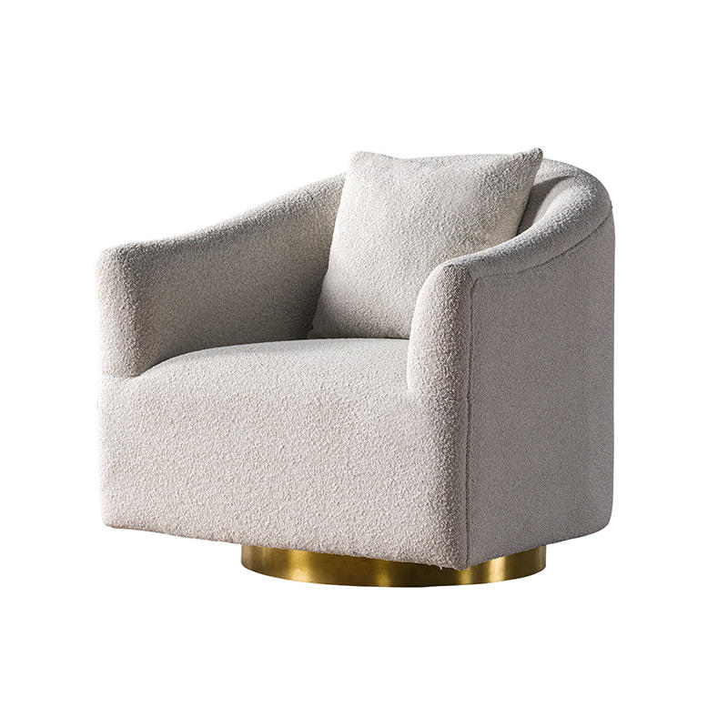 RJC-8212 Accent Furniture Modern Velvet Boucle For Living Room White Fabric Leisure Chairs