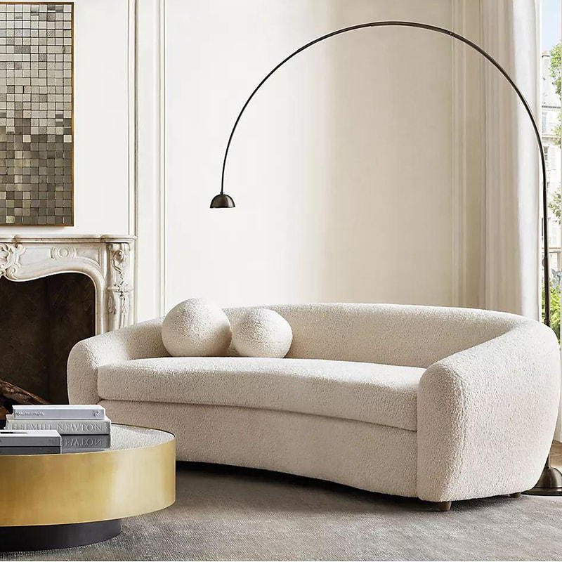 RSF-4821 3 Seater modern rounded white boucle sofa