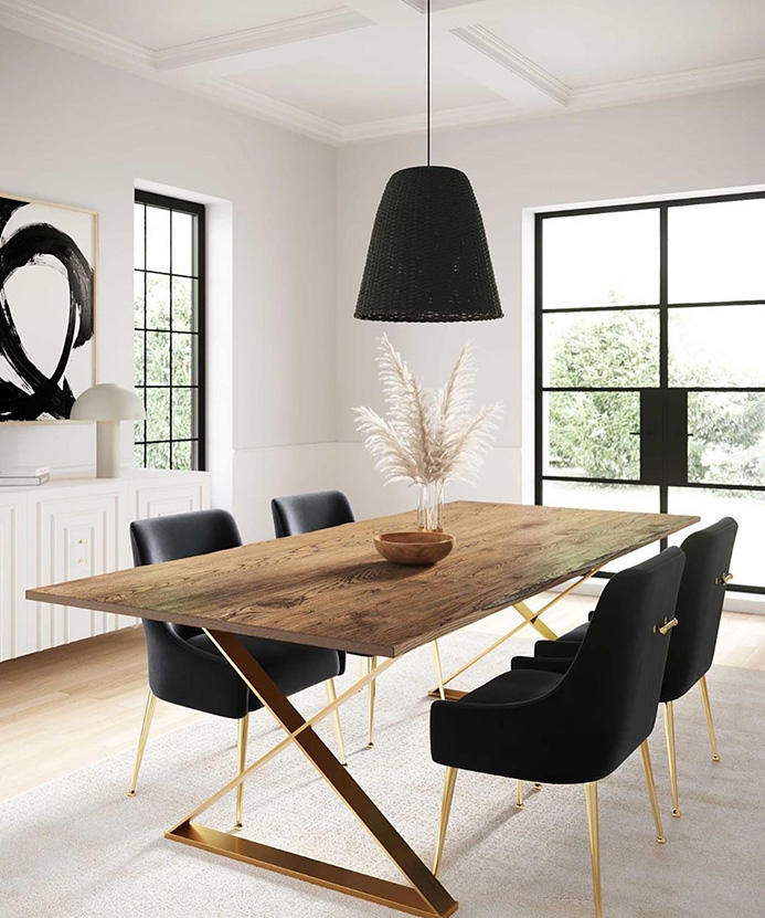 RDT-0728 Modern Luxury Design Square Dinner Table Set Stainless Steel for Dining room home furniture