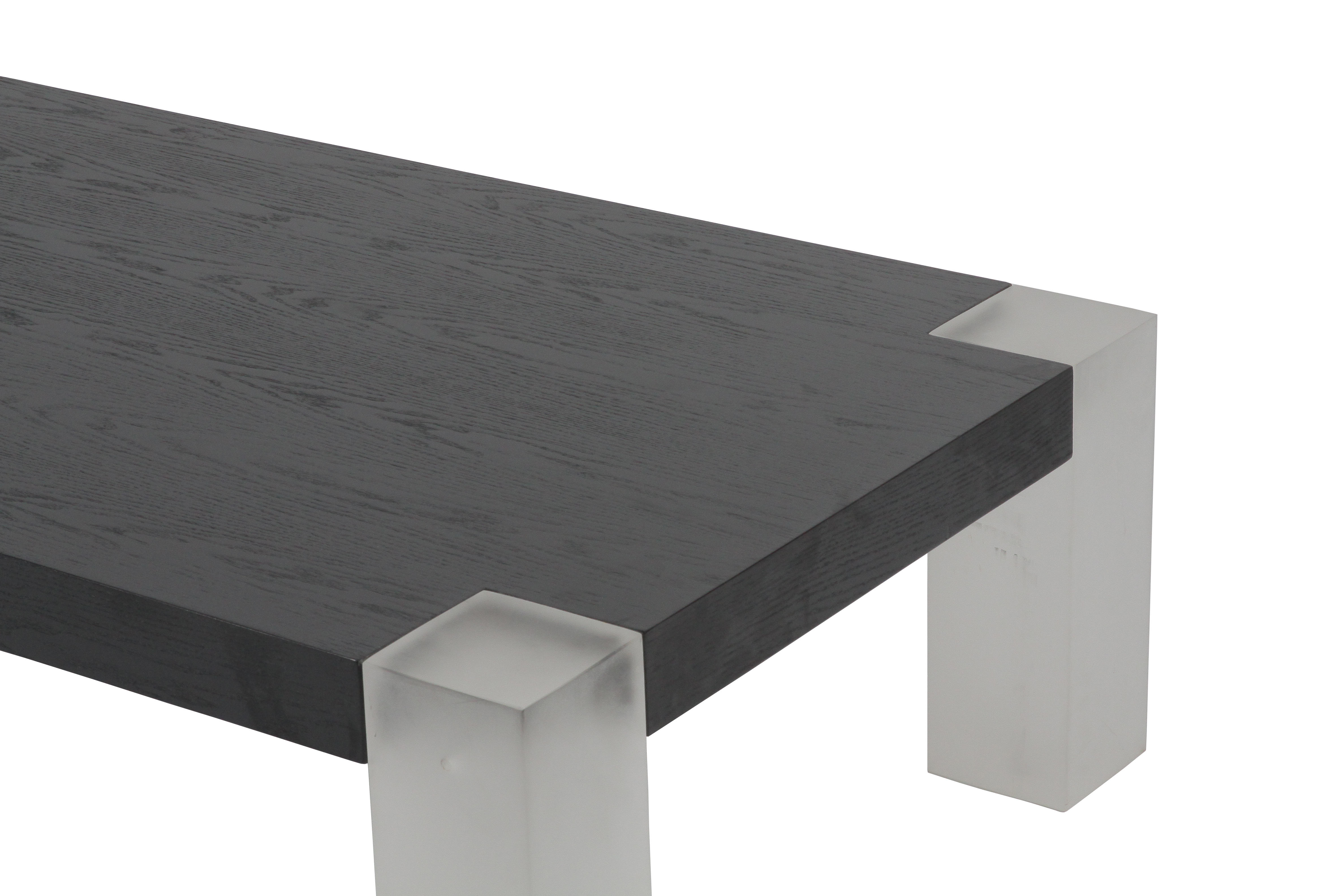 RJT-9706 contemporary acrylic leg oak wood top retangular Coffee table