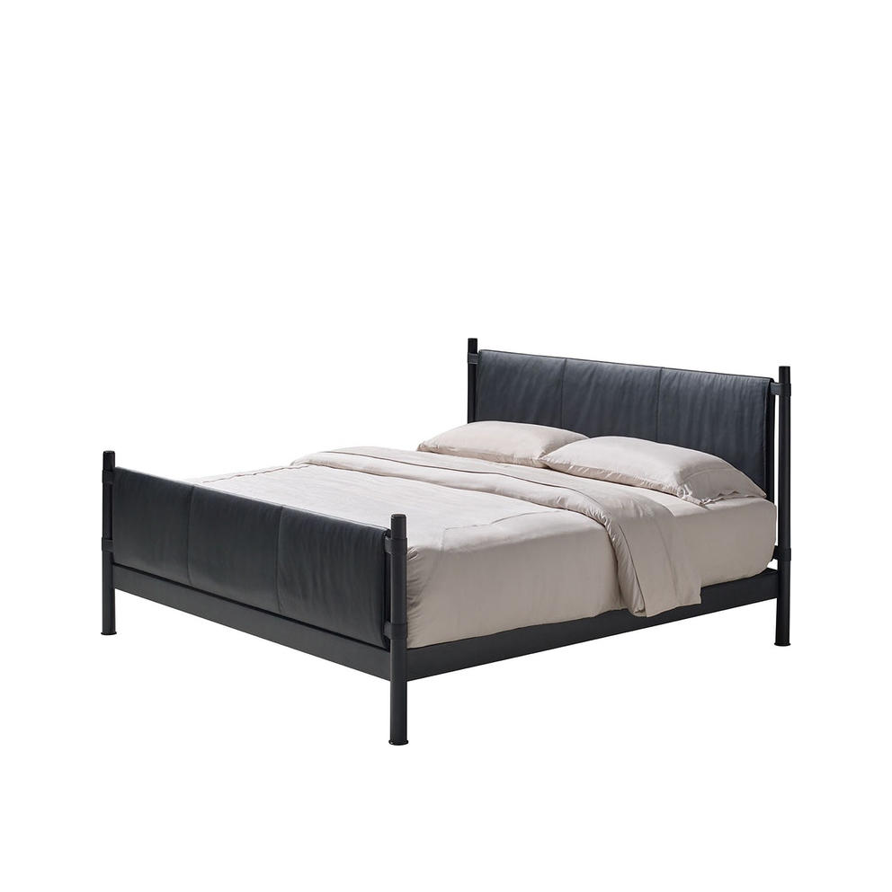 RBD-9306 modern black metal leather canopy Caged Bed