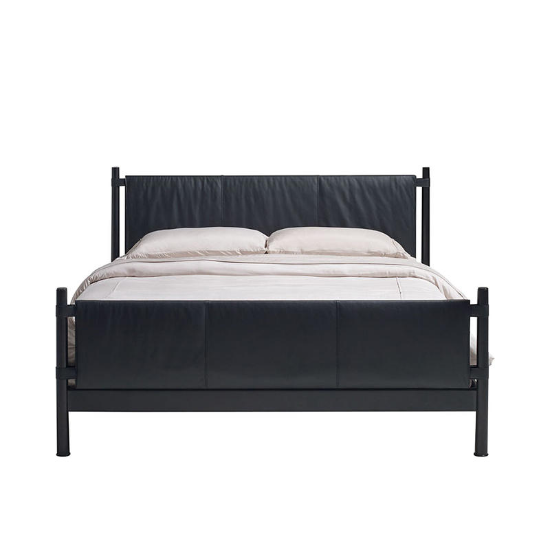 RBD-9306 modern black metal leather canopy Caged Bed