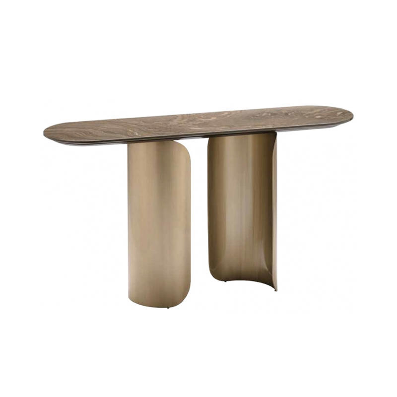 RJT-0930 Contemporary marble top and brass metal base Console Table