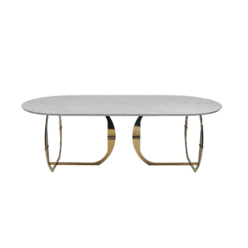 RDC-9128 Luxury Marble Dining Table With Stainless Steel Base