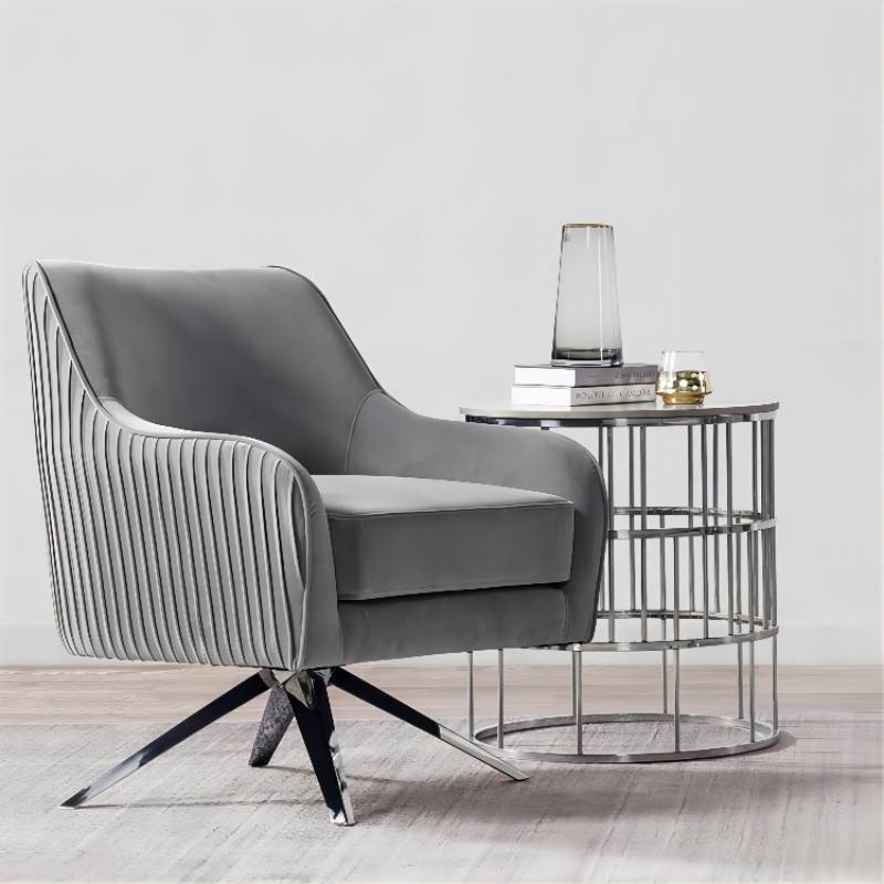  RCT-8108 High Quality High Gloss Glass And Stainless Steel Round Coffee Table
