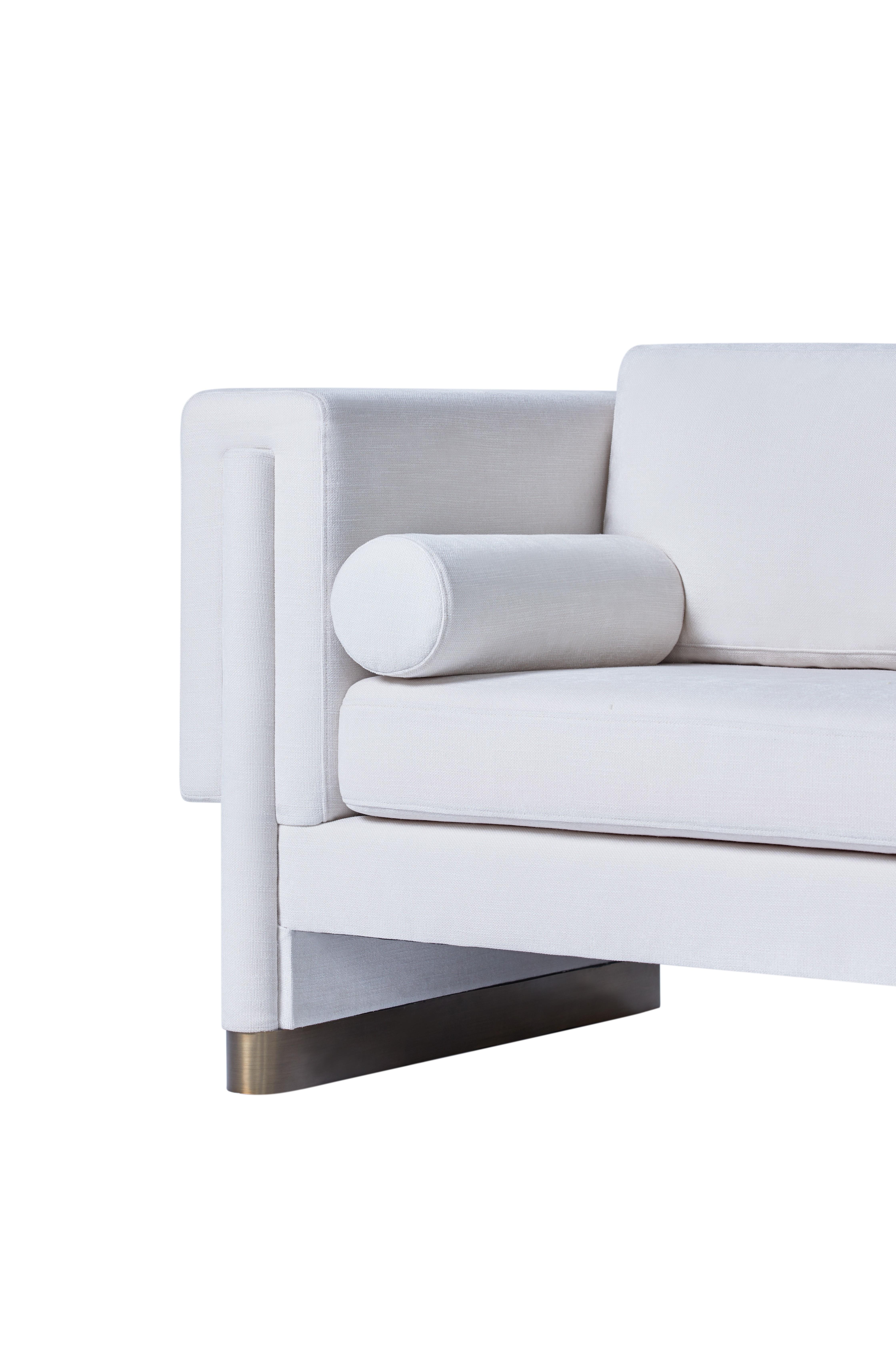 RJS-9701 Contemporary 3 Seater Fabric White Velvet Sofa