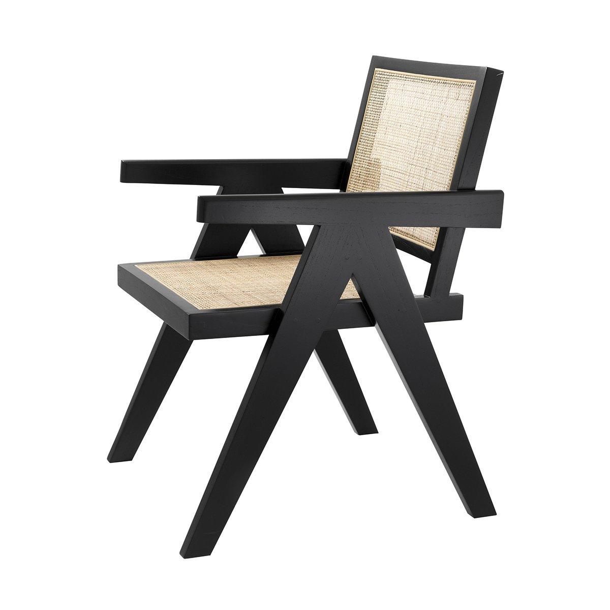 RDC-1091 Cane Rattan Upholstery Black Metal Dining Chair