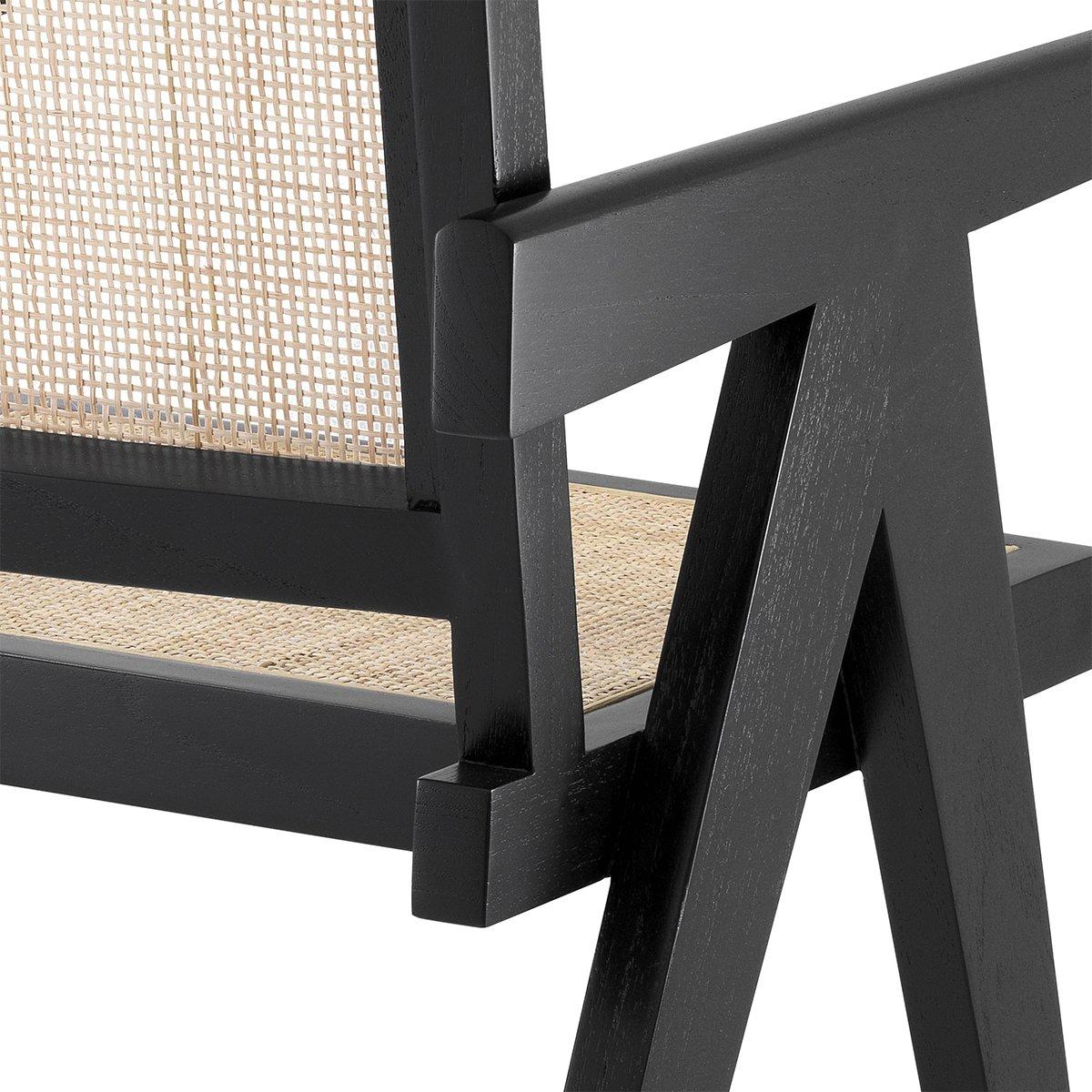 RDC-1091 Cane Rattan Upholstery Black Metal Dining Chair