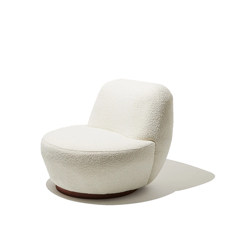 RJC-1010 American Style Cozy Lounge Chair in Boucle Fabric and Metal Base