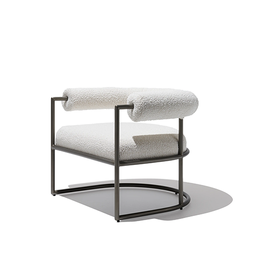 RJC-1009 Modern Boucle Fabric Leisure Lounge Chair with Metal Frame