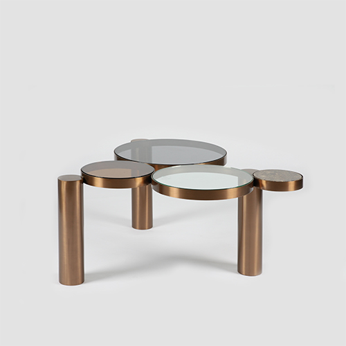 RJT-1015 Luxury Home Living Room Design Coffee Table with Rose Gold Stainless Steel Base