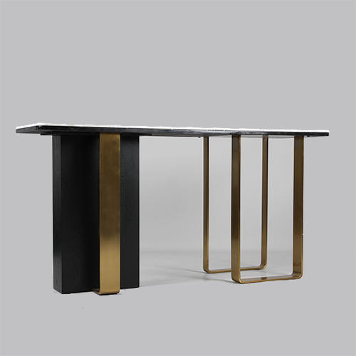 RJT-2126 Contemporary modern marble top and brass metal base Console Table