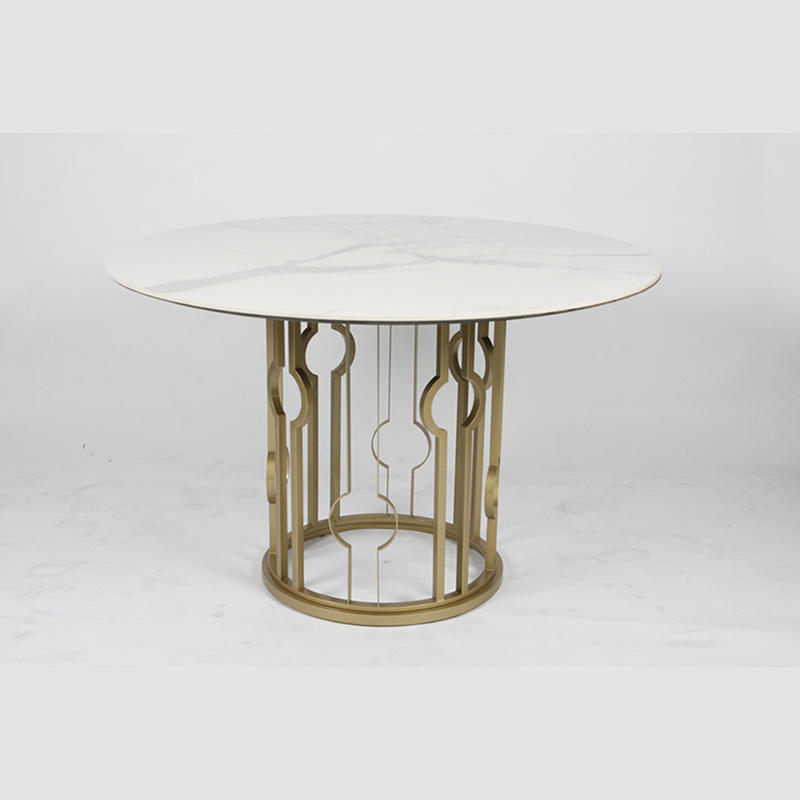RDT-1103 Modern design Metal base Round Marble Dining table