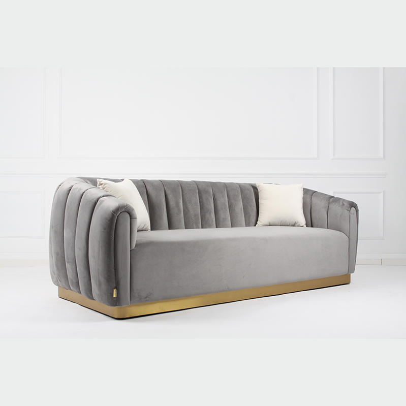 RSF-1211 American Style Modern Home Living Room Sofa High Quality Leisure Velvet Long Sofa