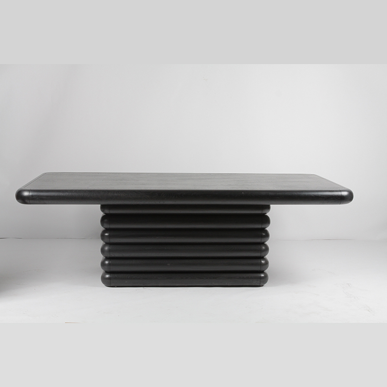 RDT-1225 Minimalist Cool Black Solid Wood Rectangular Conference Table Dining Table 