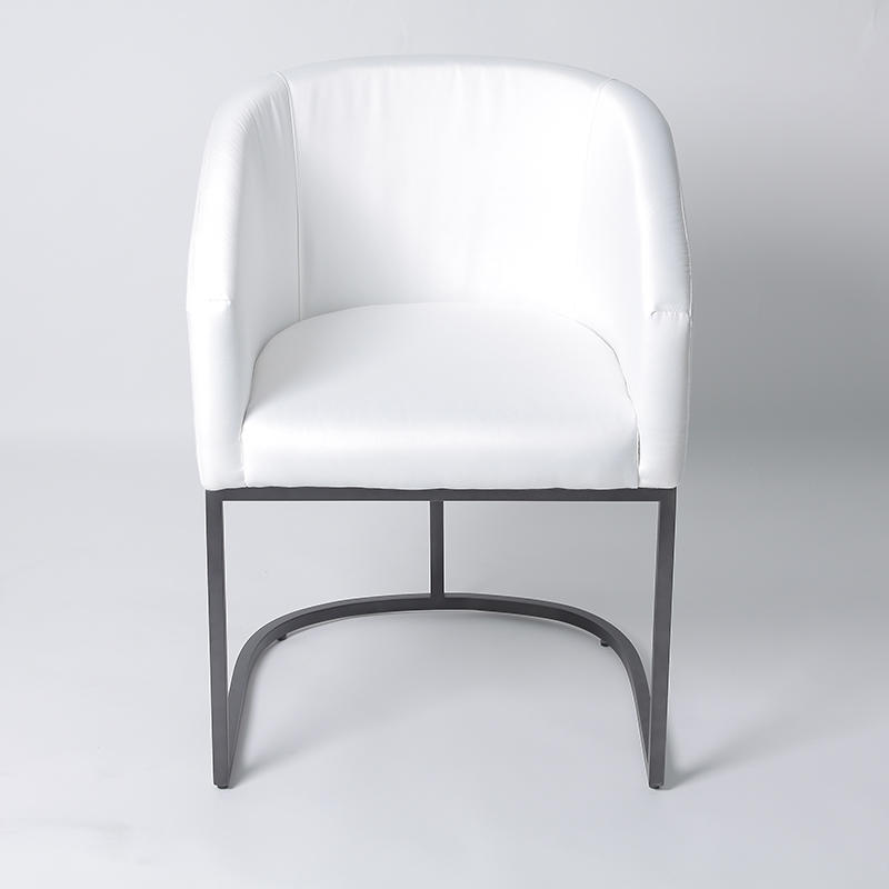RJC-1280 Anti Black Stainless Steel Base Dining Chair with White Faux Leather 