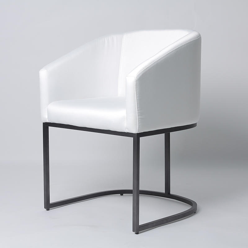 RJC-1280 Anti Black Stainless Steel Base Dining Chair with White Faux Leather 