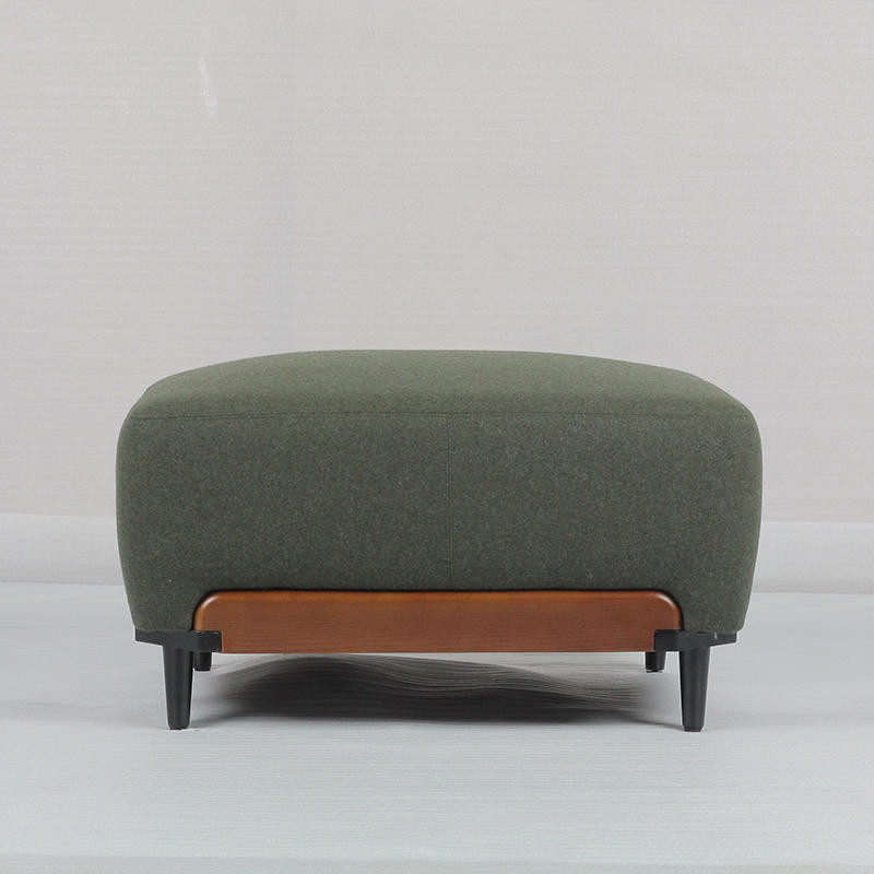 RJC-1265 solid wood base ottoman with high-end green fabric upholstered and belt decoration