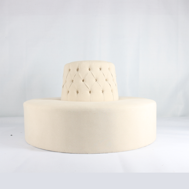 RSF-1226 Italian Tufted Design Chesterfield Half Round Corner Half Circle Beige Fabric Sofa