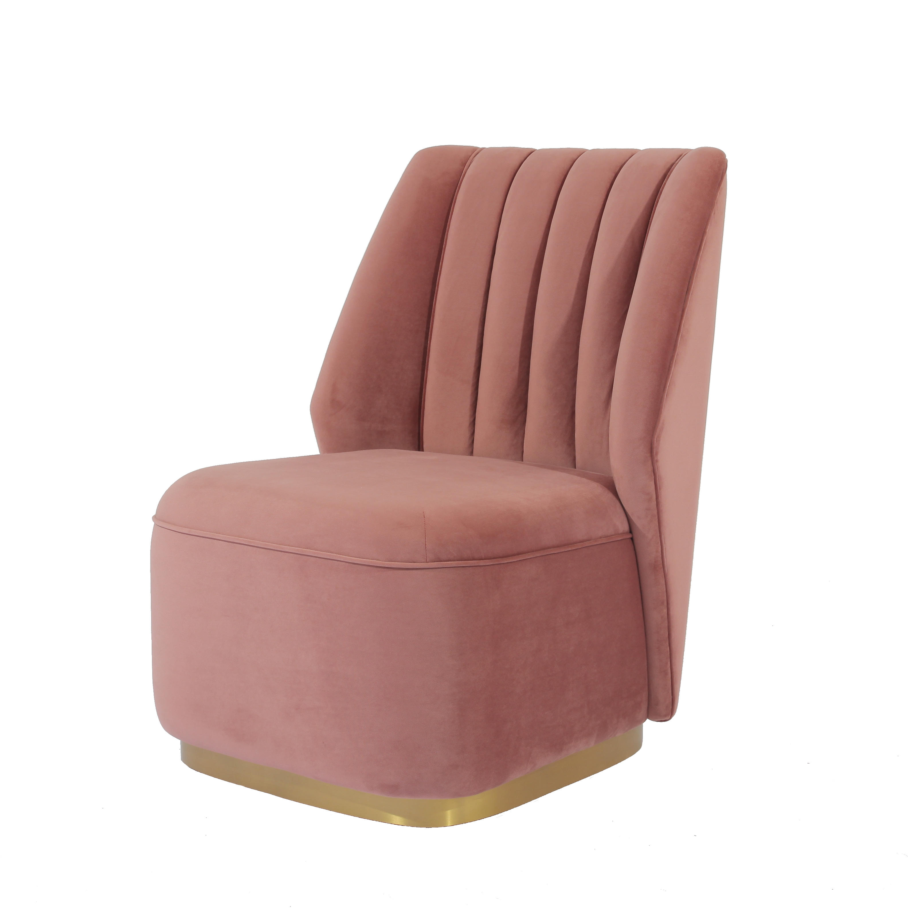 RJC-1326 Tufted Line Design Sectional Single Sofa with Pink Velvet Upholstered