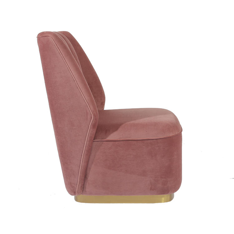 RJC-1326 Tufted Line Design Sectional Single Sofa with Pink Velvet Upholstered