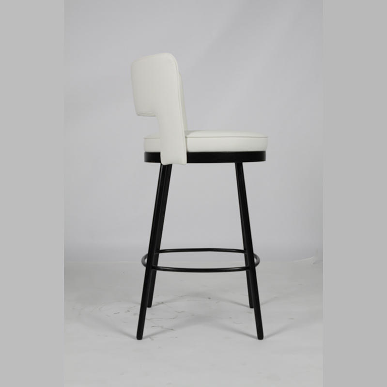 RJC-1235 White Cushion Metal Foot Stool For Living Room Barstool Modern Luxury Chair For Bar