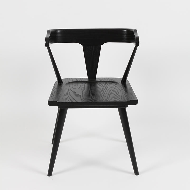 RDC-Simple Design Black Lacquered Solid Wood Dining Chair