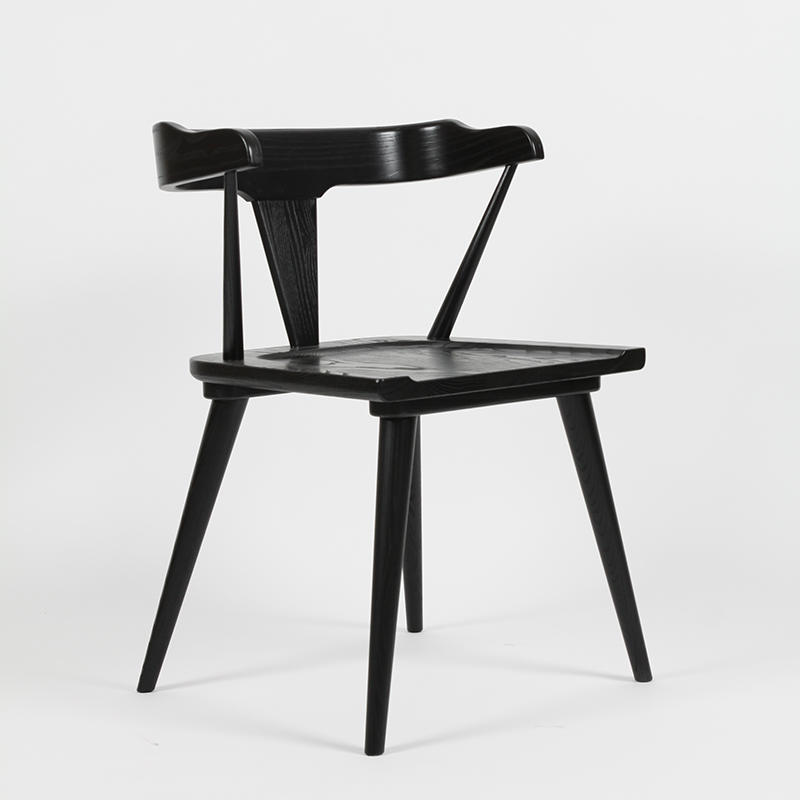 RDC-Simple Design Black Lacquered Solid Wood Dining Chair