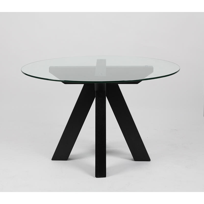 RDT-2124 Modern Design Transparent Clear Glass Top with Black Solid Wood Base