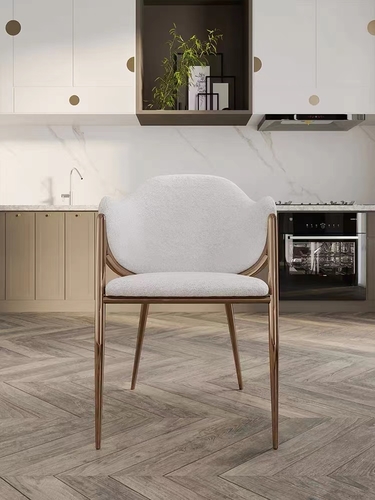 Luxury Design Golden Rose Stainless Steel Base Dining Chair Teddy-like Upholstered
