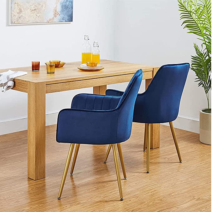 RJS-00898 Modern Living Dining Room Accent Arm Chairs With Gold Metal Legs