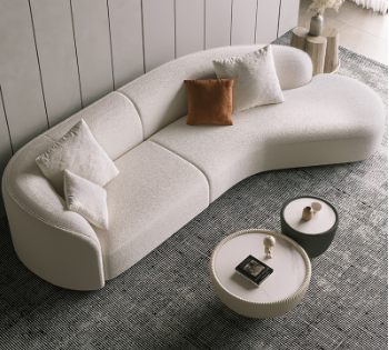 Soft Round Modern Couch Simple Sofa Minimalist Special Shaped Cashmere White Sofa Designs
